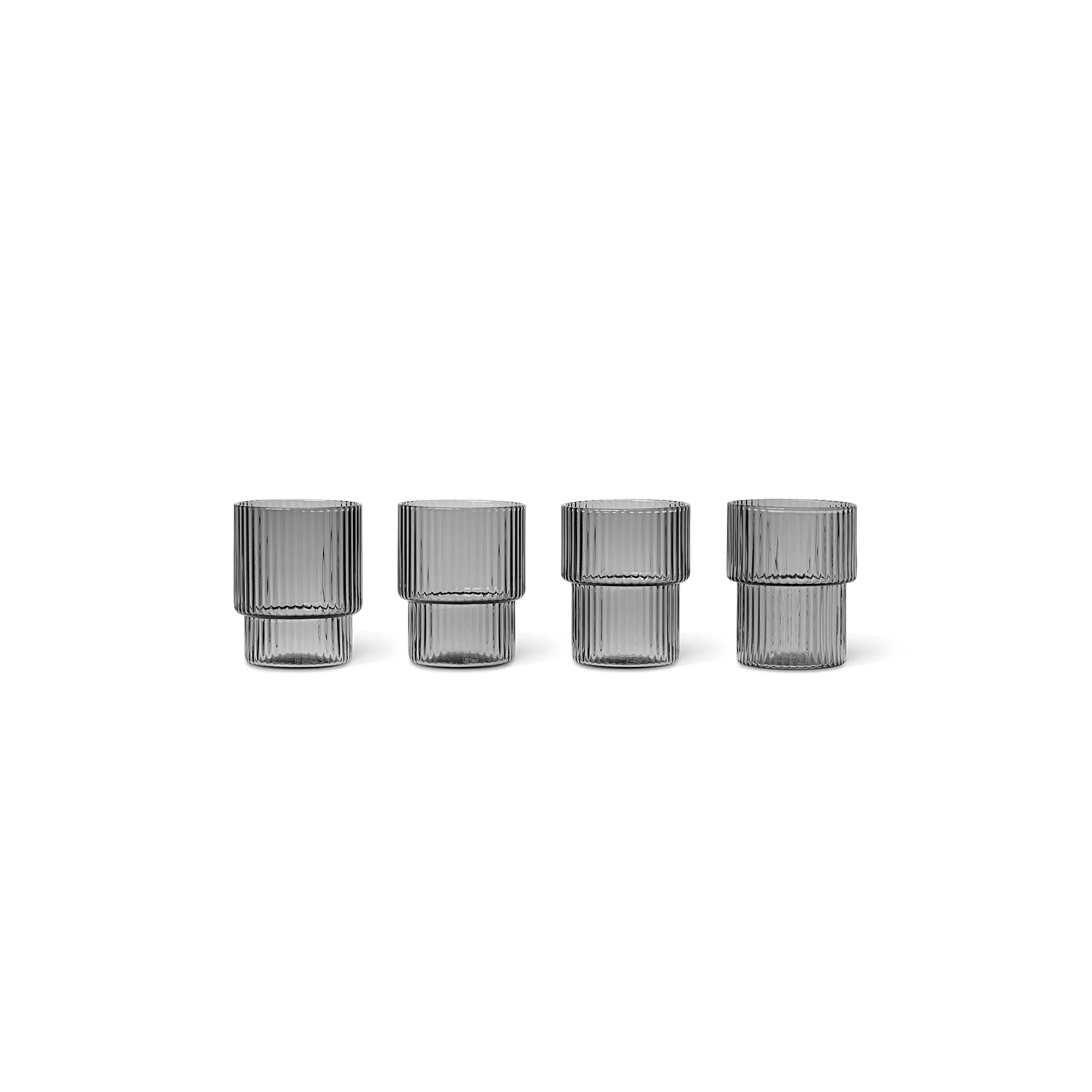 Ferm Living Ripple Glas Small 6 Cl 4-pak Smoked Grey - Snaps & Avec Mundbl&aelig;st Glas R&oslash;ggr&aring; - 100478112