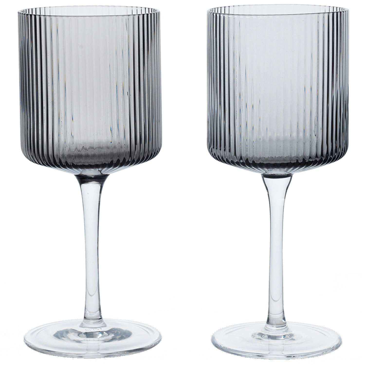 Ferm Living Ripple Hvidvins 2-pak Smoked Grey - Vinglas Glas R&oslash;ggr&aring; - 1104270096