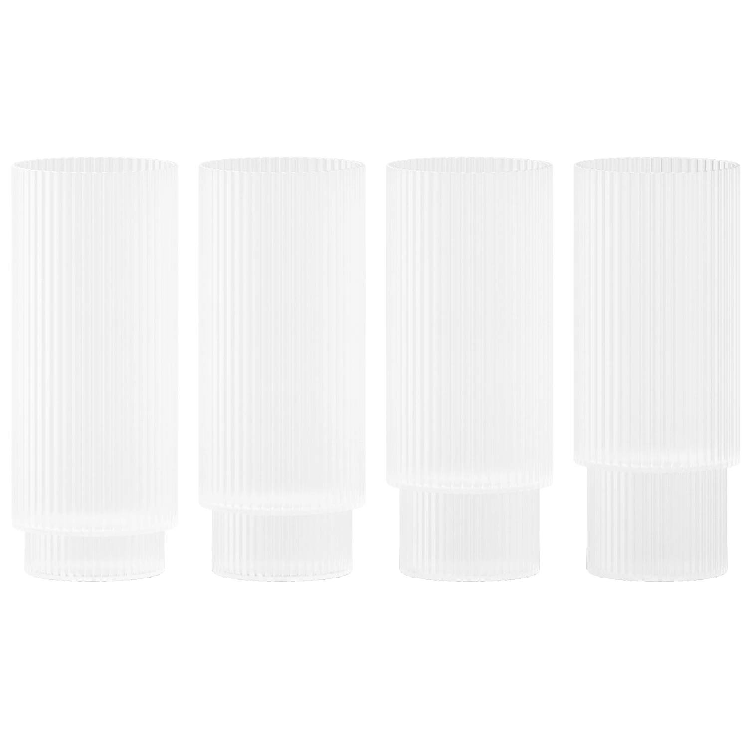 Ferm Living Ripple Longdrink Glas 4-pak Frosted - Highball & Longdrink Mundbl&aelig;st Glas Frostet - 1104269323