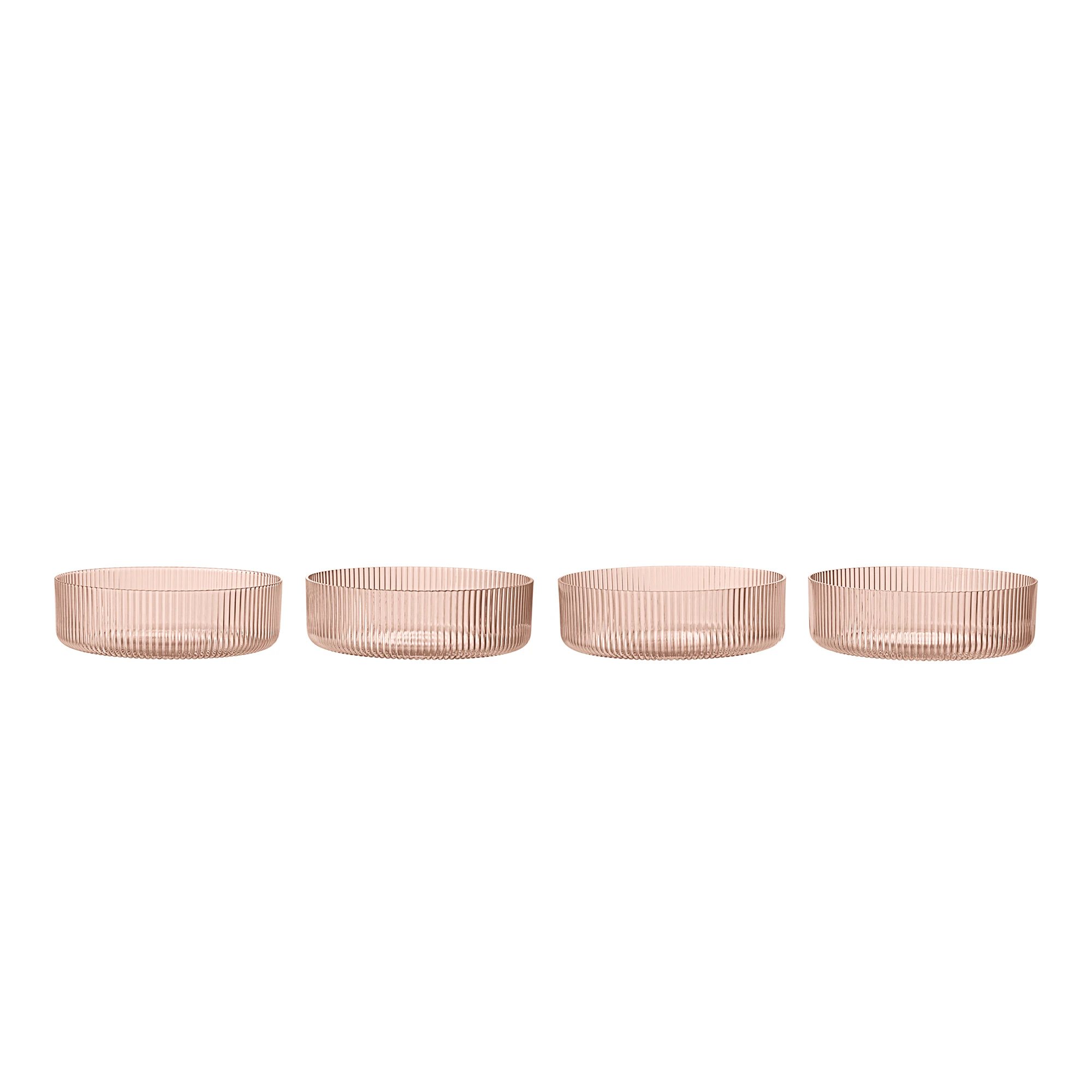 Ferm Living Ripple Serveringssk&aring;l 4-pak - Serveringssk&aring;le Mundbl&aelig;st Glas Blush - 1104274222