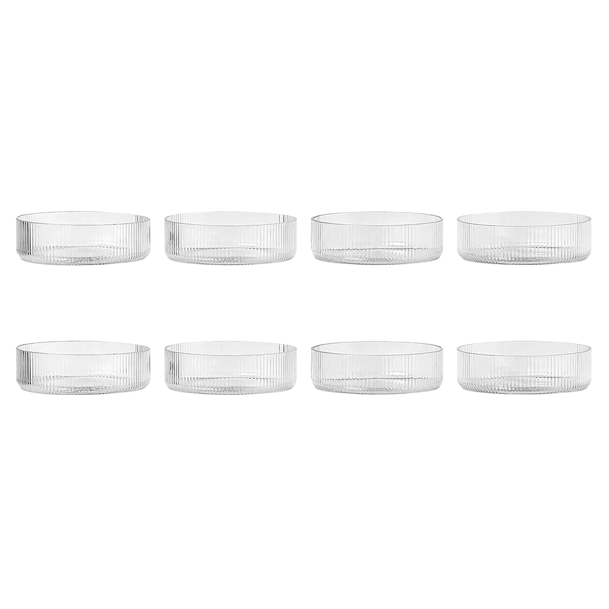 Ferm Living Ripple Serveringssk&aring;l 8-pak - Serveringssk&aring;le Mundbl&aelig;st Glas Klar - 1104266335X2