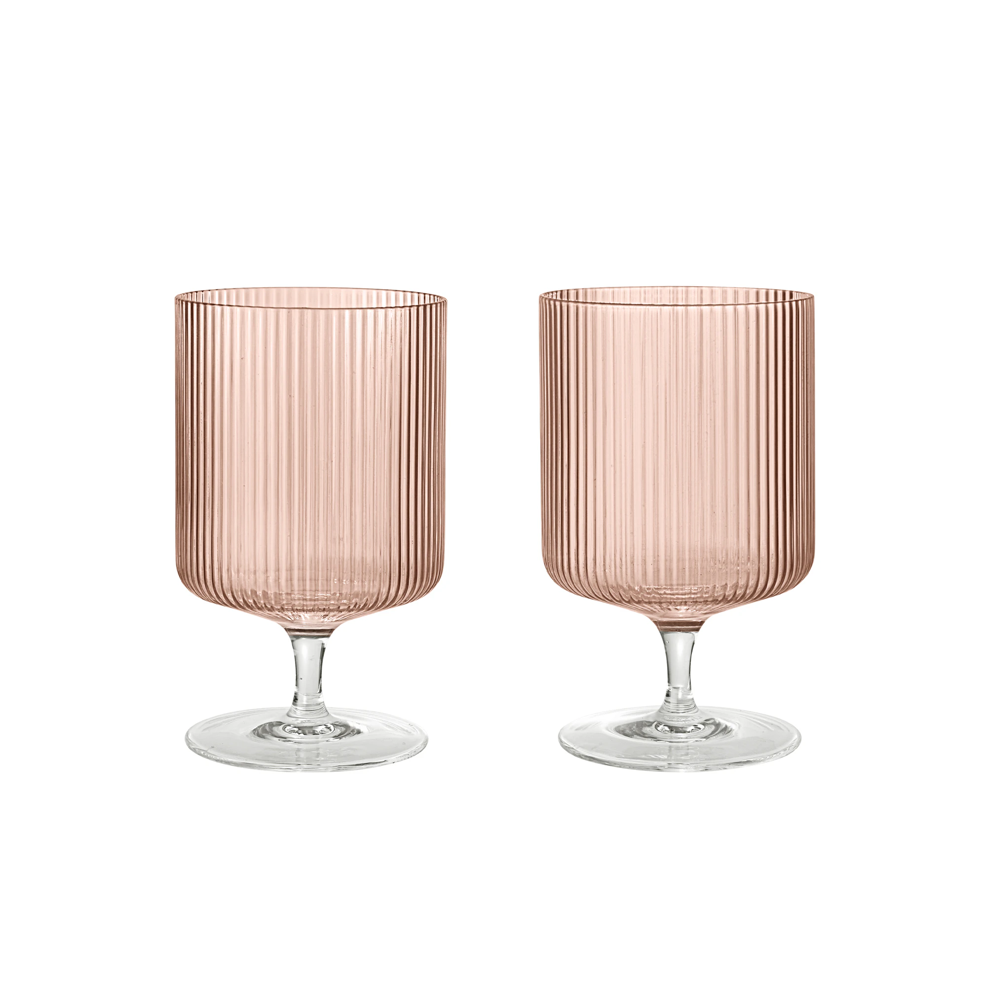 Ferm Living Ripple Vin 2-pak - Vinglas Glas Blush - 1104274223
