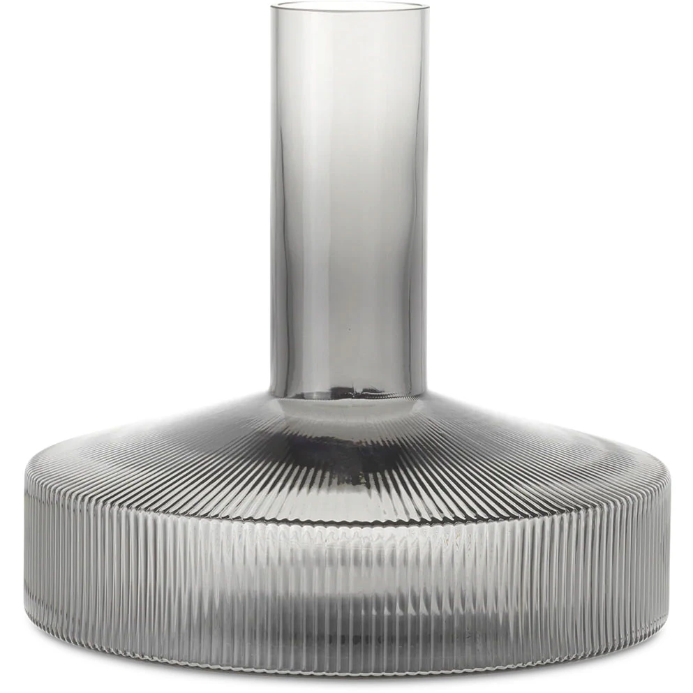Ferm Living Ripple Vinkaraffel Smoked Grey - Vinkarafler Mundbl&aelig;st Glas R&oslash;ggr&aring; - 1104268096