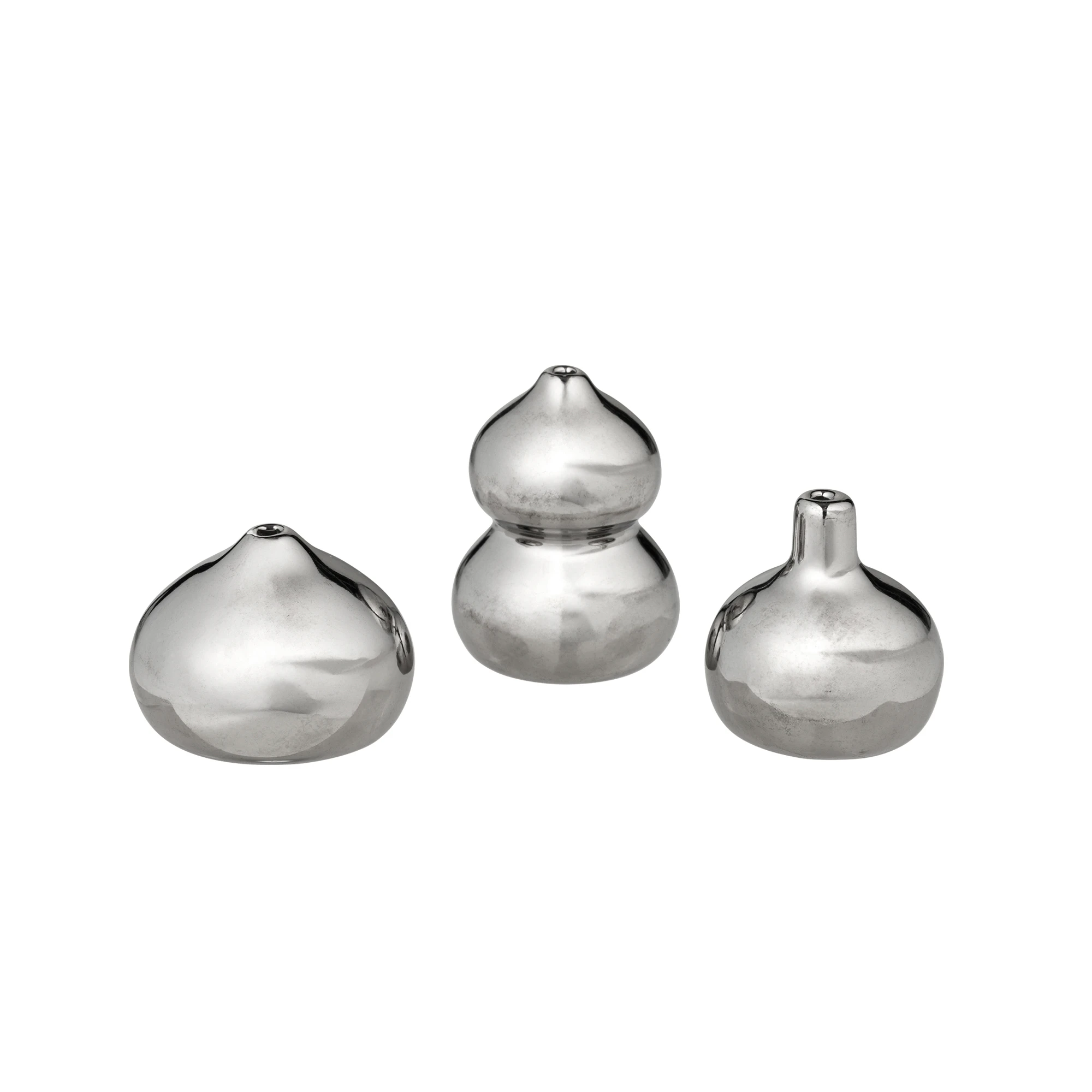 Ferm Living Komo Vase 3-pak - Vaser Electroplated Stoneware Silver - 1104273664