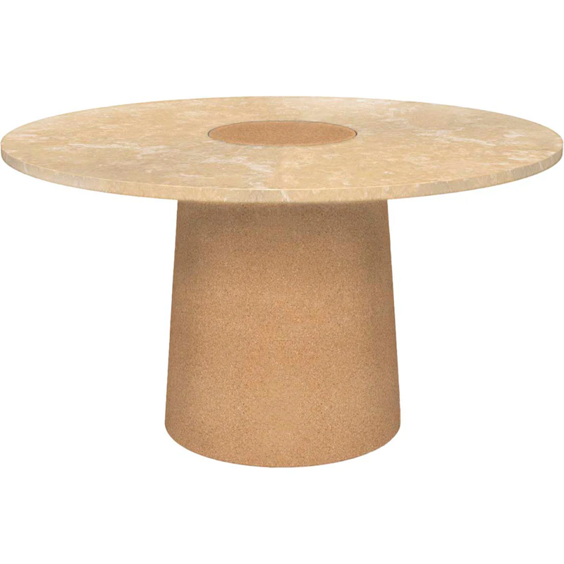 Sintra Spisebord Ø135 cm, Gul kalksten / Cork