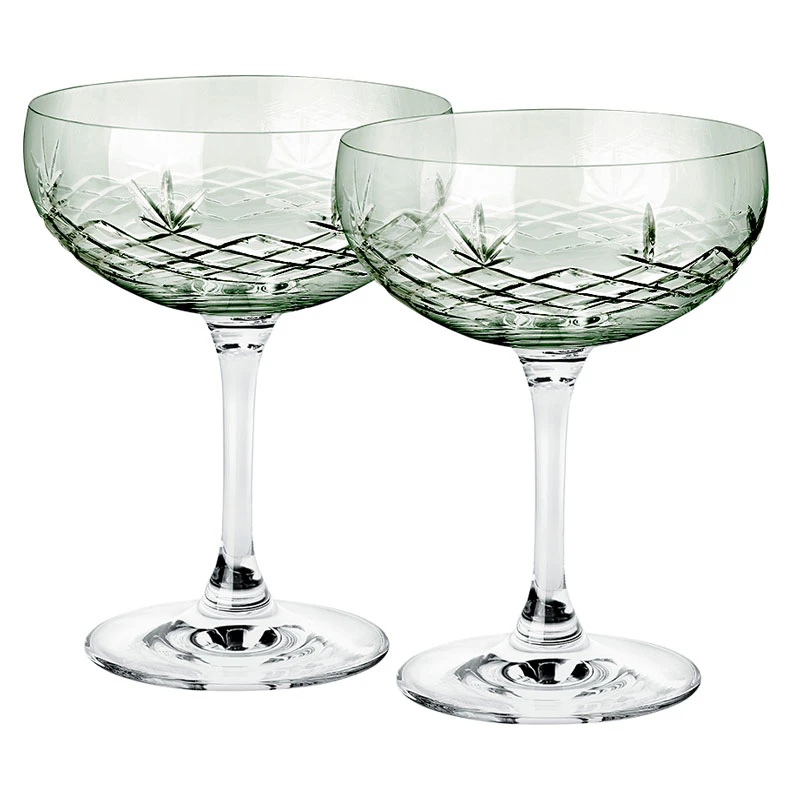 Frederik Bagger Crispy Gatsby Champagne Coupe Glas 2 Stk Emerald - Champagneglas Krystalglas Smaragd - 10383