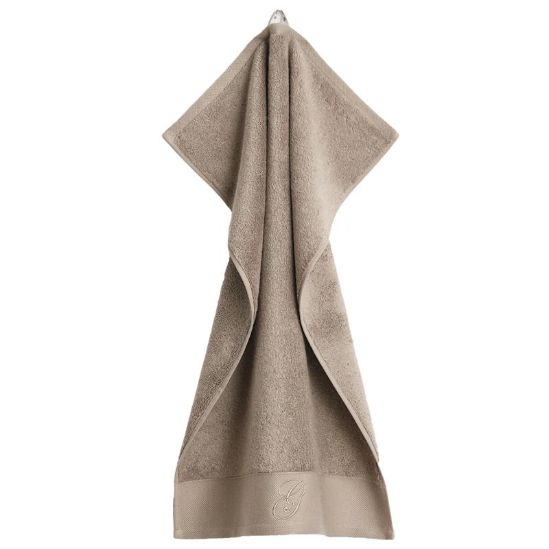 Embroidery Håndklæde 50x70 cm Hvidt, Taupe Beige