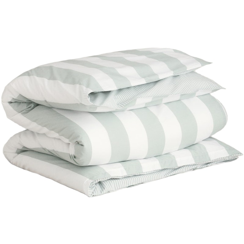 Percale Stripe Dynebetræk 150x210 cm, Clay Green