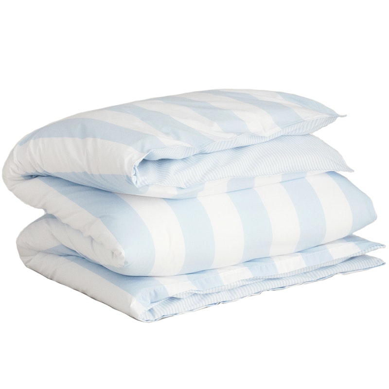Percale Stripe Dynebetræk 150x210 cm, Rich Blue
