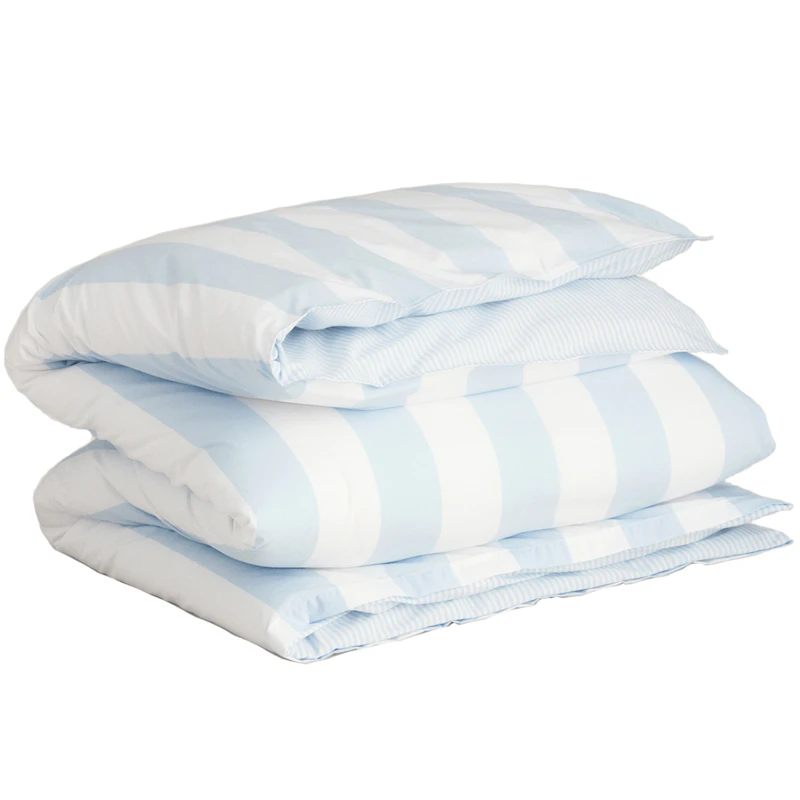 Percale Stripe Dynebetræk 150x210 cm, Rich Blue