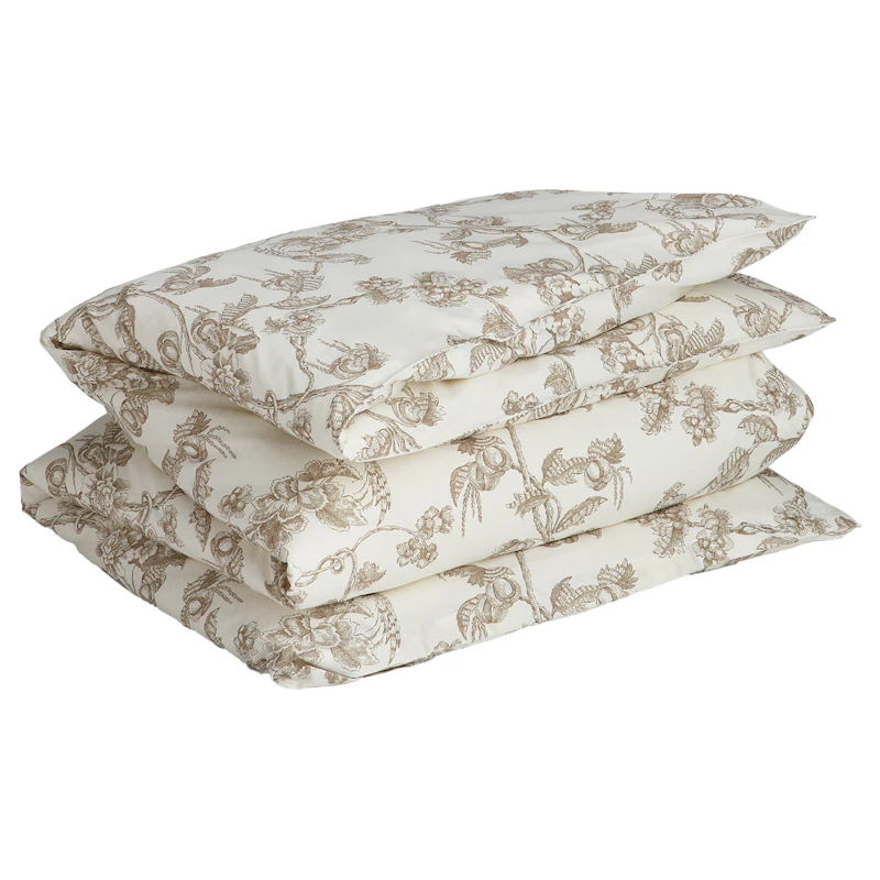 Tree Print Double Dynebetræk 220x220 cm, Taupe Beige