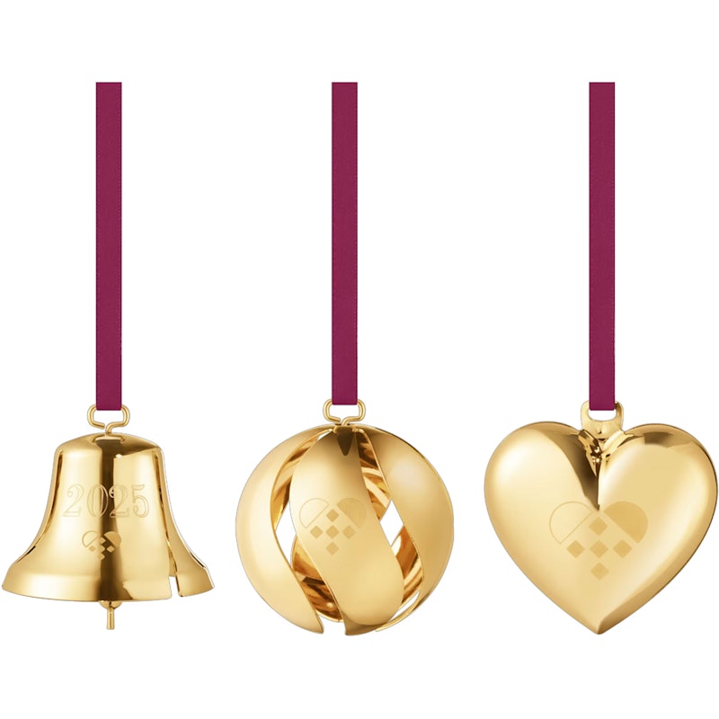 2025 Ornament Set 3-Pack, 18K Gold Plating