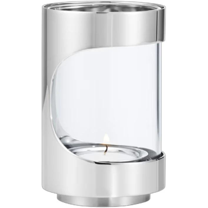 Georg Jensen Chrome Fyrfadsholder 12 Cm - Lysestager Glas Rustfrit st&aring;l - 10020460