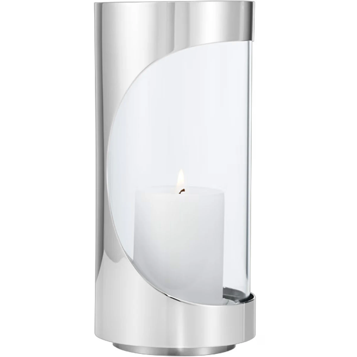 Georg Jensen Chrome Fyrfadsholder 22 Cm - Lysestager Glas Rustfrit st&aring;l - 10020461