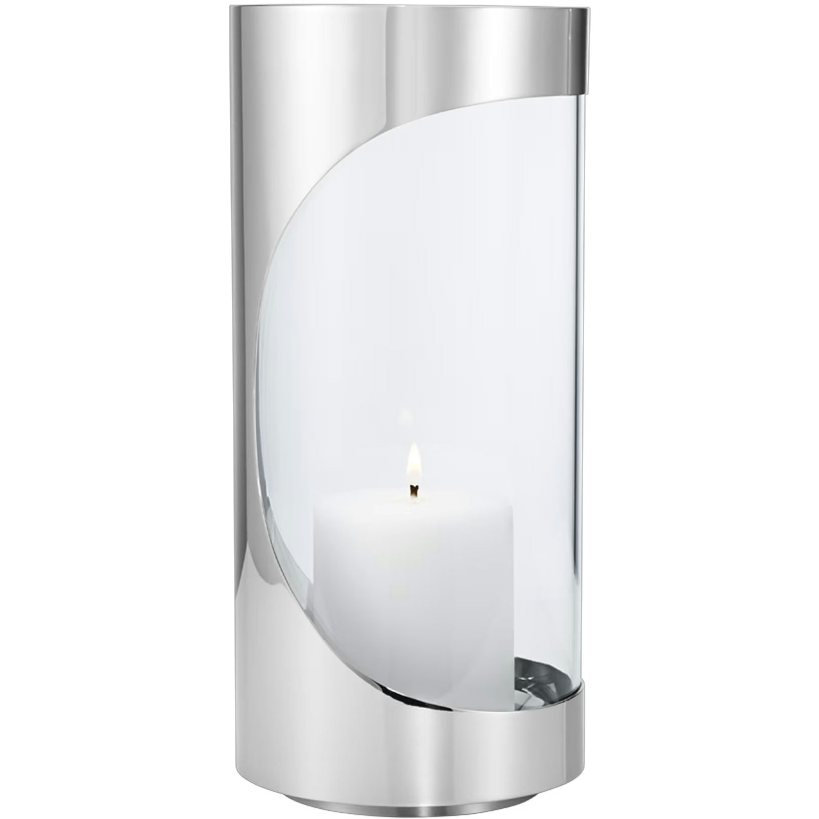 Georg Jensen Chrome Fyrfadsholder 28 Cm - Lysestager Glas Rustfrit st&aring;l - 10020462