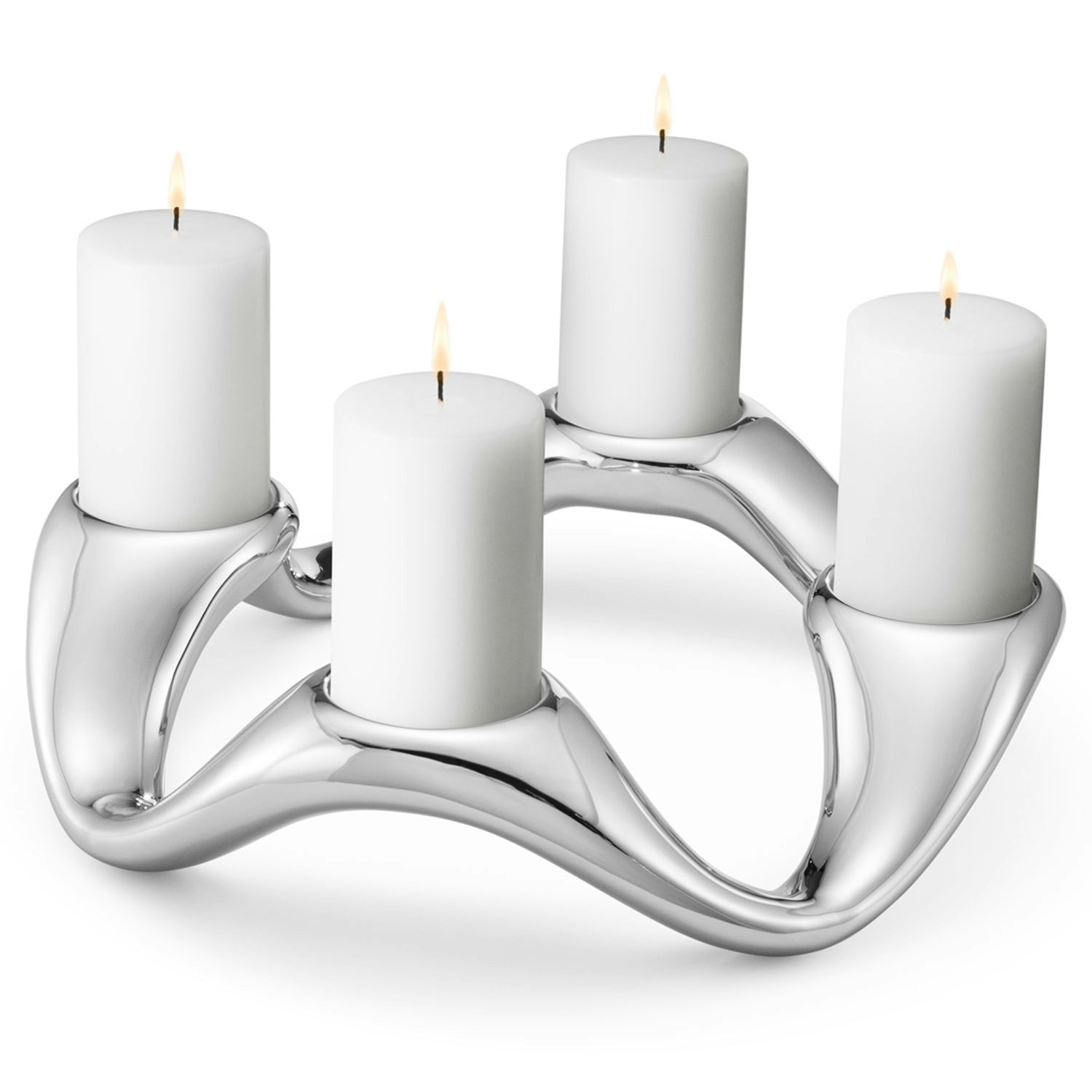 Georg Jensen Cobra 4 Lysestage Til Bloklys - Lys Rustfrit st&aring;l - 10019313