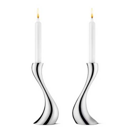 Georg Jensen Cobra Lysestage 2-pakk 20 Cm - Lysestager Rustfrit St&aring;l Silver - 3586579