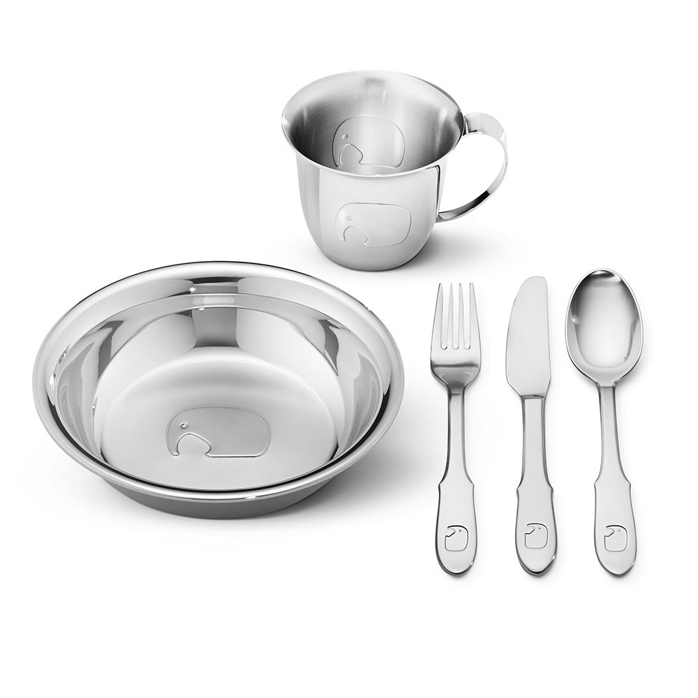 Georg Jensen Elephant B&oslash;rnes&aelig;t 5 Dele - B&oslash;rneservice Rustfrit st&aring;l - 3580069