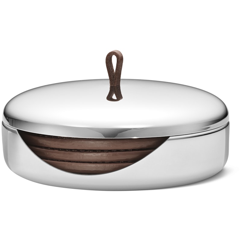 Sky Glasunderlag 4 dele, Læder / Rustfrit Stål