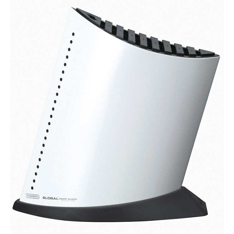 Knivblok til 9 knive + strygestål, 27cm, hvid