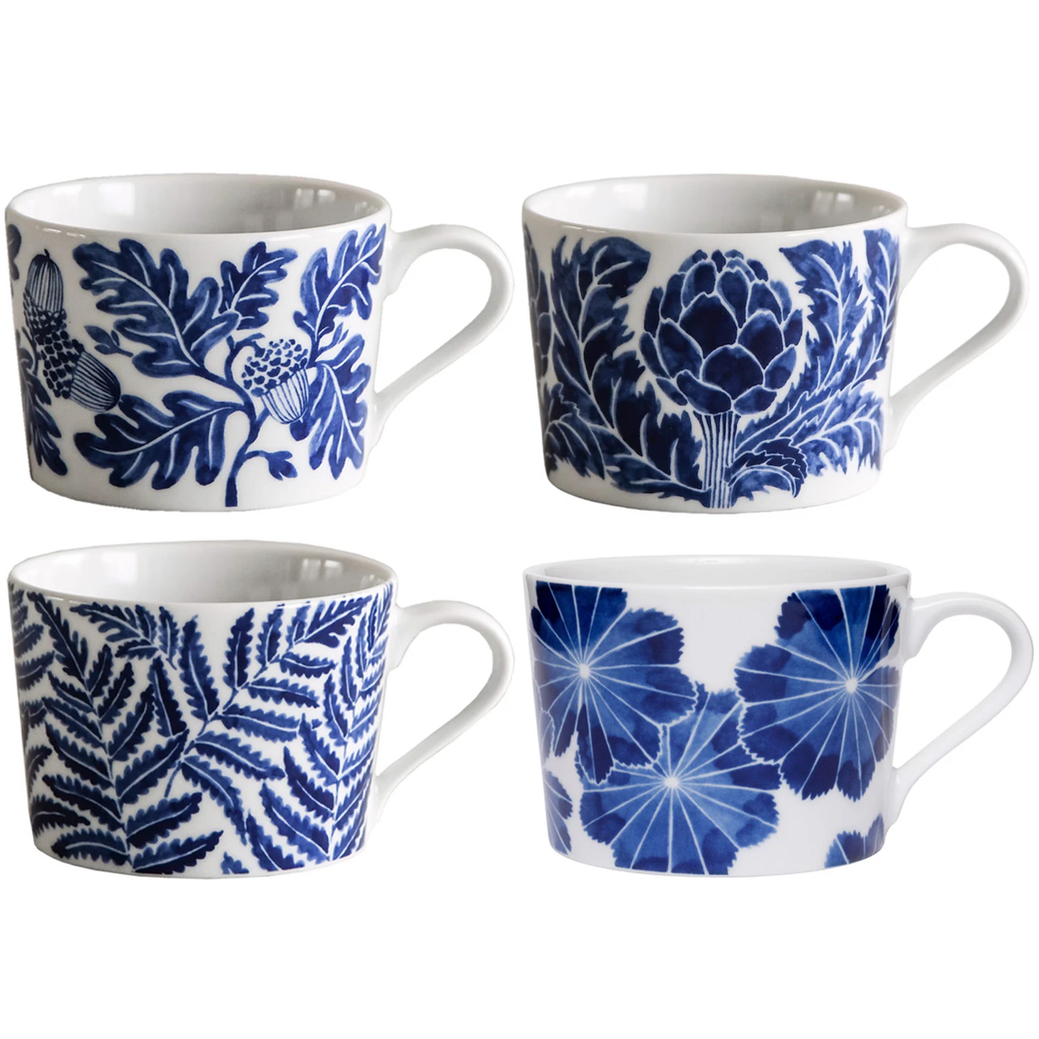 G&ouml;tefors Porslin Botanica S&aelig;t Med 4 Krus 24 Cl t - Kaffekopper Porcel&aelig;n Bl&aring; - 009+200+202+204