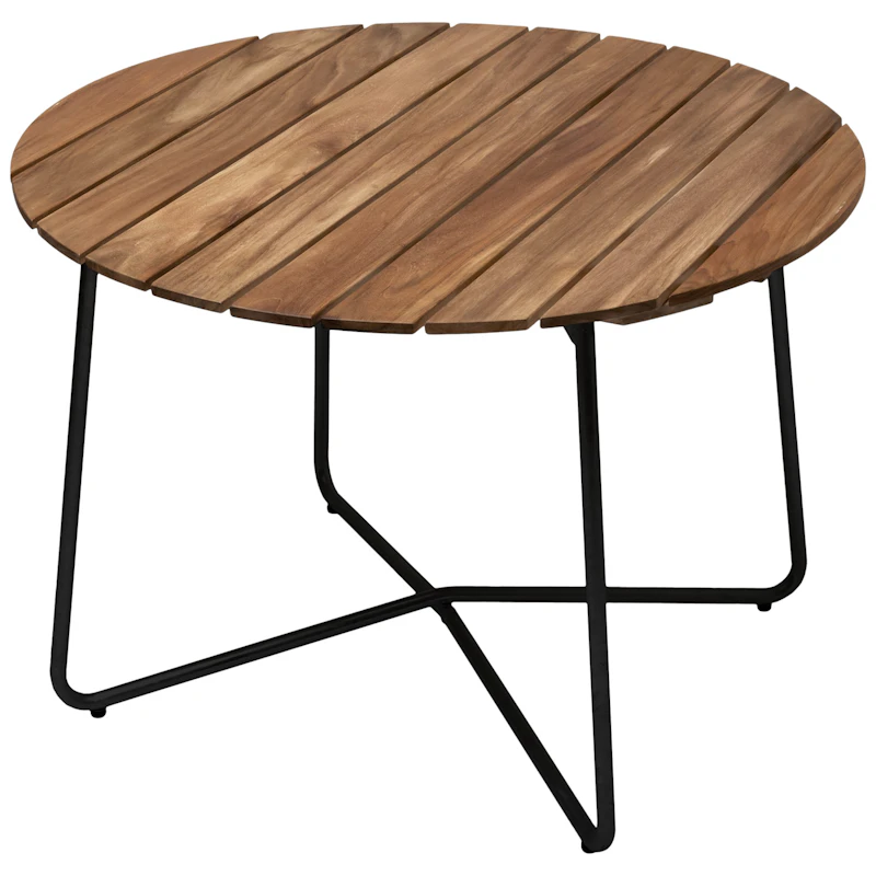 9A Bord Ø100 cm, Ubehandlet Teak / Sort