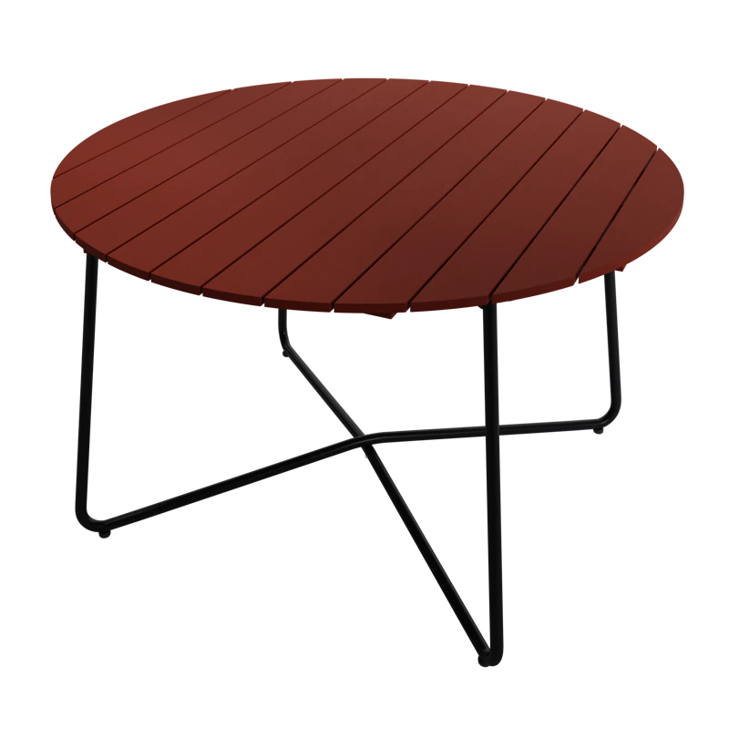 9A Bord Ø120 cm, Mørkerødt / Sort