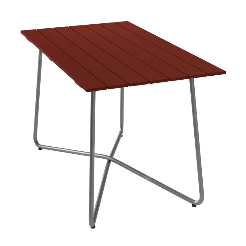 B25A Bord 70x120 cm, Mørkerødt / Varmgalvaniseret Stål