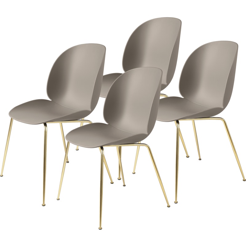 Beetle Stol Upolstret 4-pak Conic Base Brass, Beige