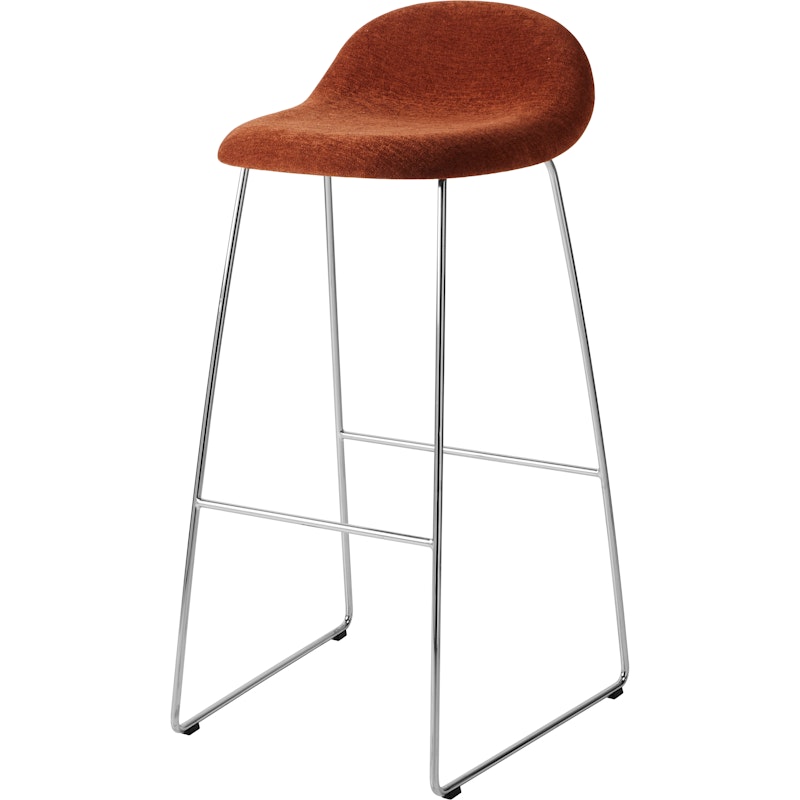 GUBI 3D Barstol H75, Rustfrit Stål / Belsuede Special Dedar 133