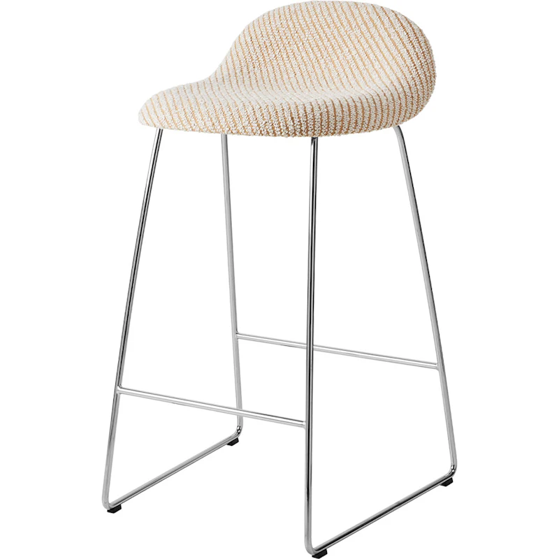 GUBI 3D Barstol H65, Rustfrit Stål / Lupo Special Diagonal Bouclé / Dedar 009