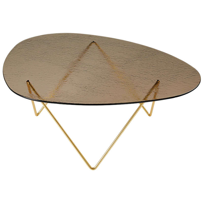 Pedrera Sofabord Tekstureret Glas, Bronze / Messing