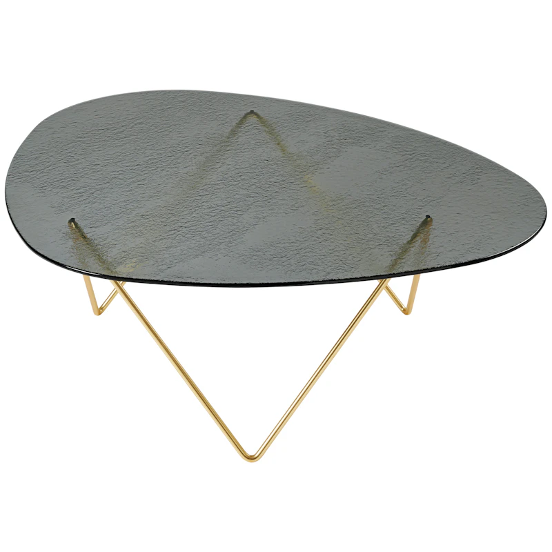 Pedrera Sofabord Tekstureret Glas, Røg / Messing