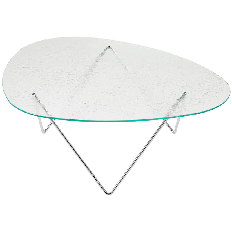 Pedrera Sofabord Tekstureret Glas, Klart / Krom