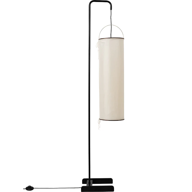 Silk Lantern Gulvlampe, Natural White Silk / Sort