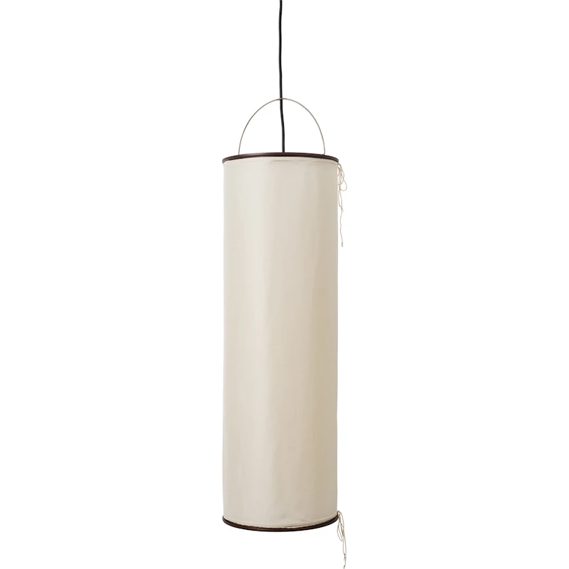 Silk Lantern Pendel, Natural White Silk / Sort