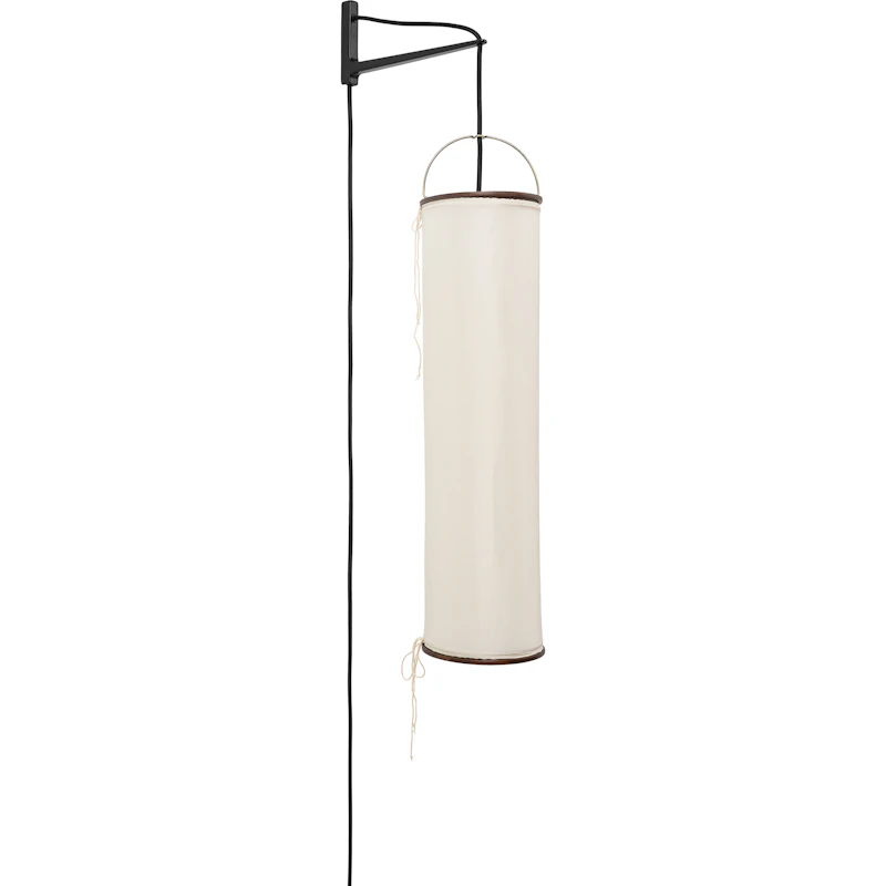 Silk Lantern Væglampe, Natural White Silk / Sort
