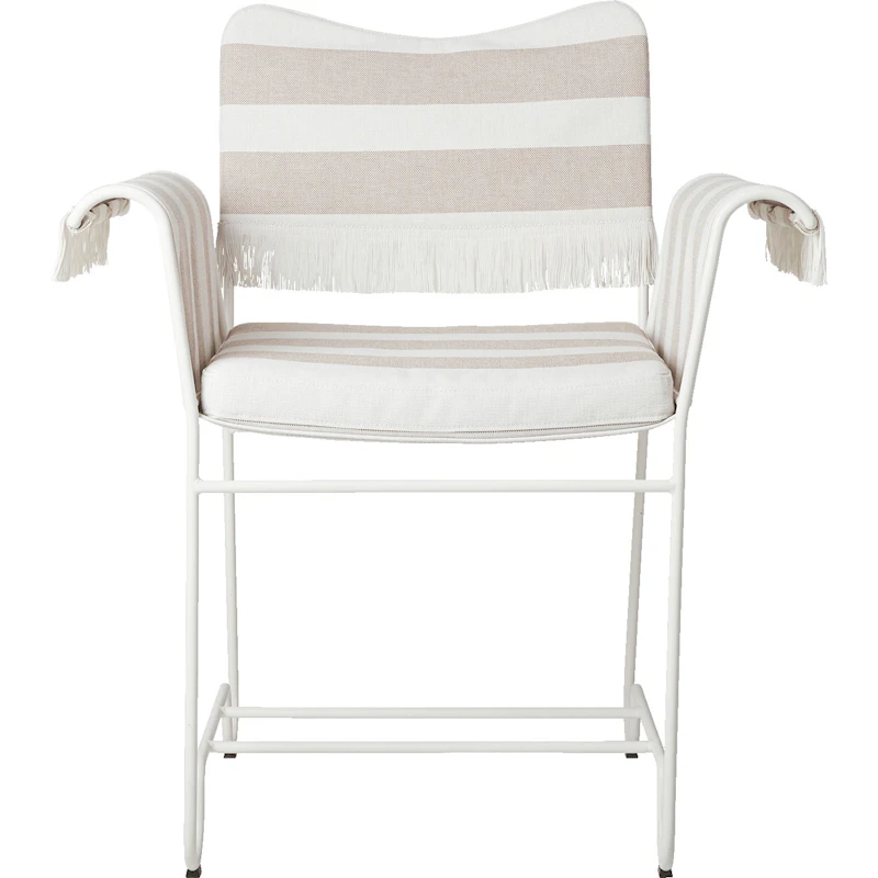 Tropique Spisebordsstol med Frynse, Classic White Semi Matt / Leslie Stripe 40