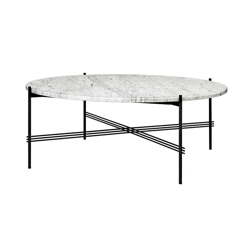 Ts Bord XL Ø105cm H40cm, Sort/ Hvid Marmor