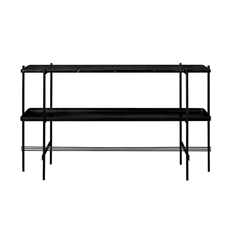 Ts Console 2 Hylde, Sort Marmor/ Sort Metal