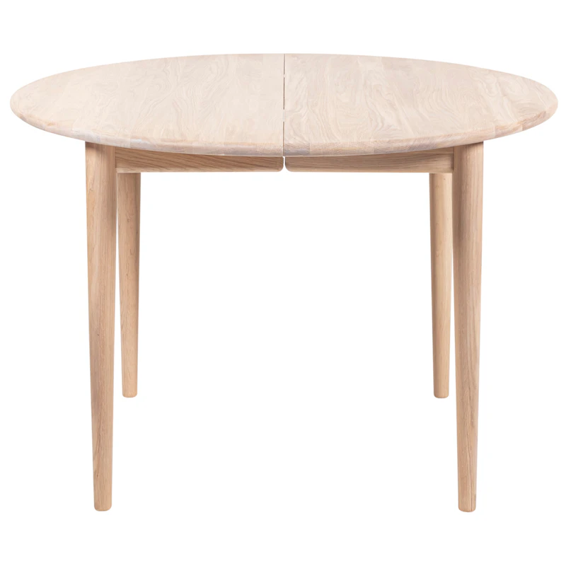 897 Spisebord Forlængelig Ø105 cm, Hvidolieret Eg