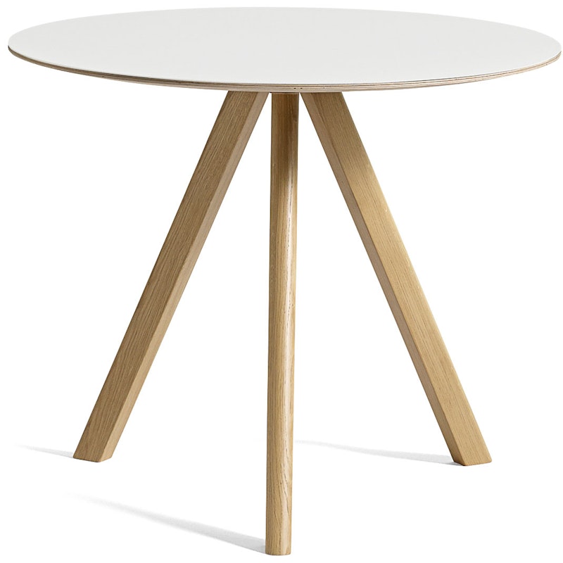 CPH 20 2.0 Bord Ø90 cm, Vandbaseret lakeret Egetræ / Hvidt