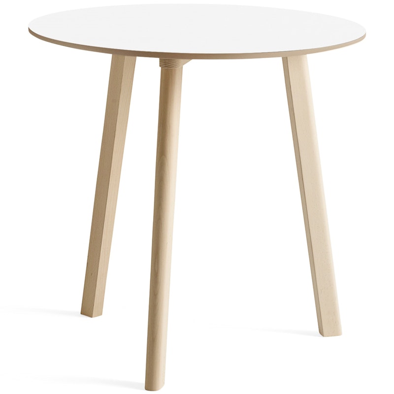 CPH Deux 220 2.0 Bord Ø75 cm, Pearl White / Ubehandlet Bøgetræ