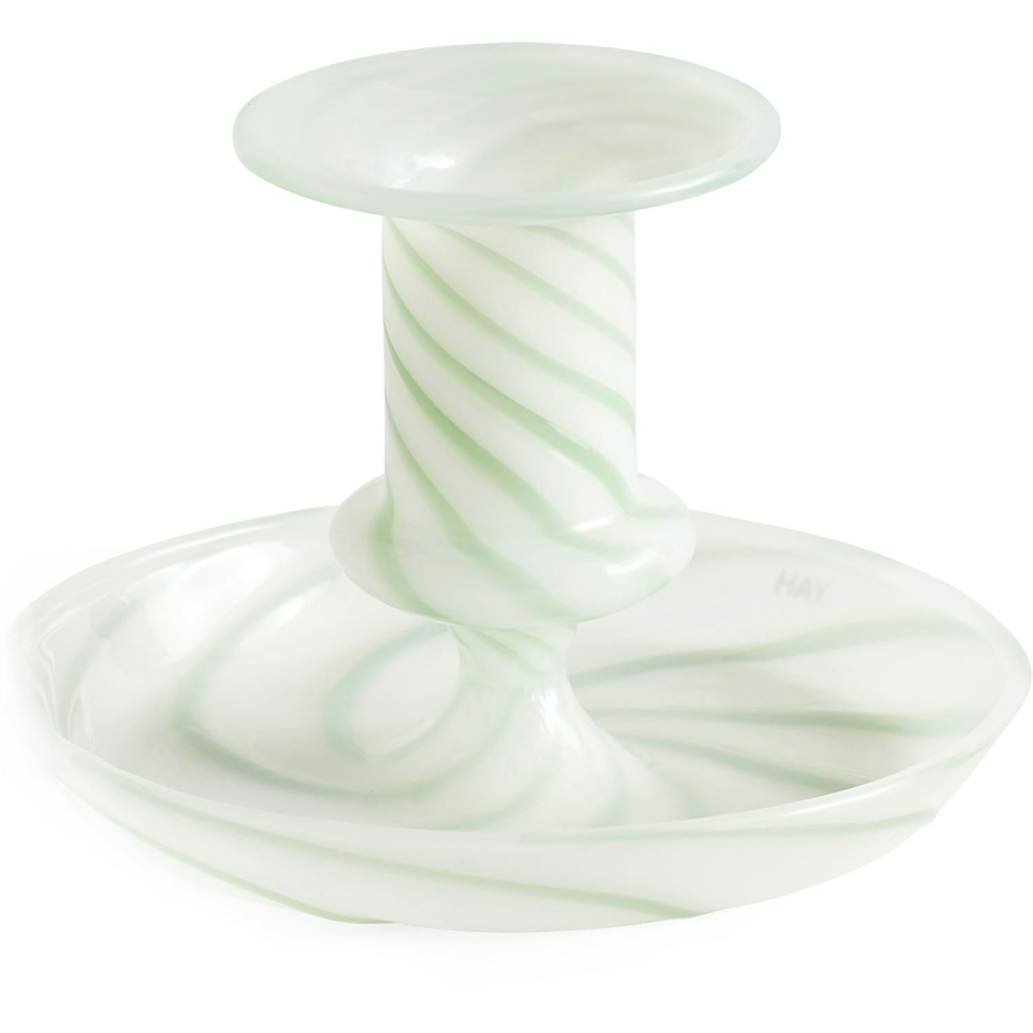 Hay Flare Stripe Milk Lysestage 7,5 Cm - Lysestager Borosilikatglas Gr&oslash;n - AB379-A587