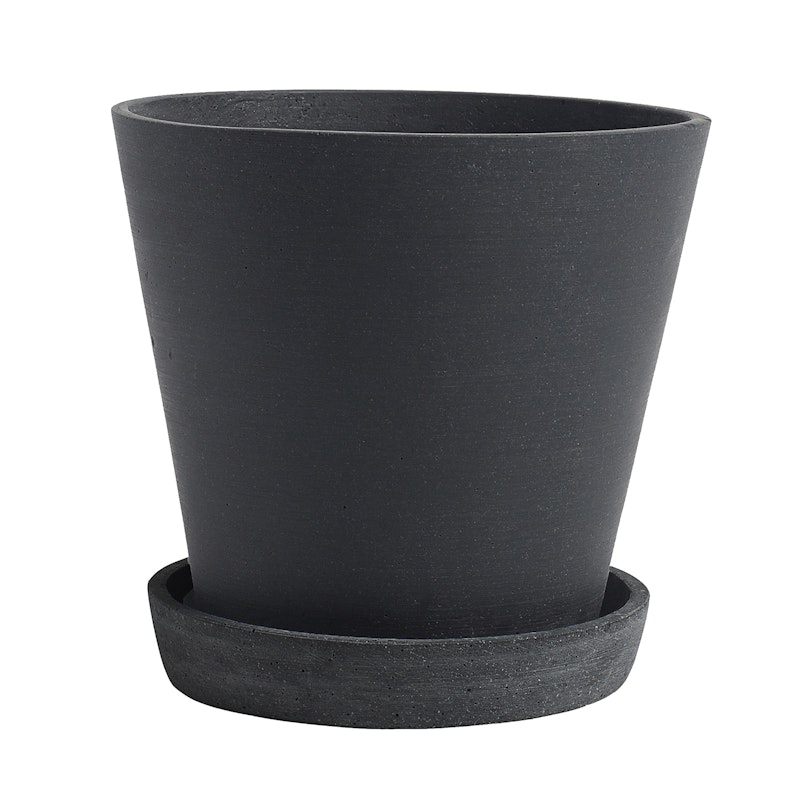 Flowerpot Krukke med Underkop Sort, Ø17.5 cm L