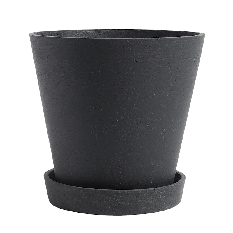 Flowerpot Krukke med Underkop Sort, Ø21.5 cm XL