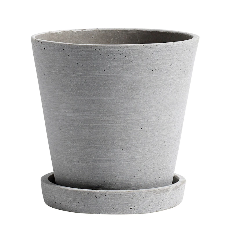 Flowerpot Krukke med Underkop Grå, Ø14 cm M