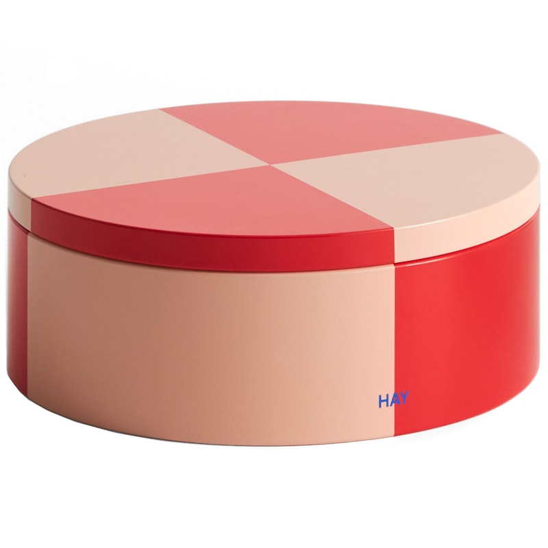 Tin Container Round, Red / Soft Pink