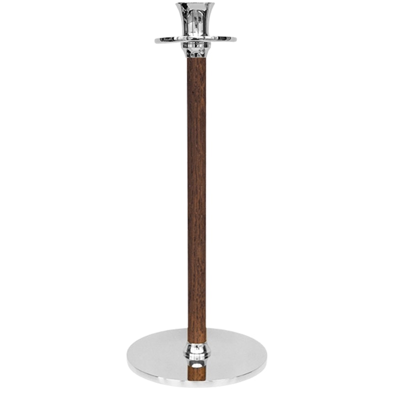 Alto Basso Lysestage 35 cm, Valnød/Nikkelbelagt Messing