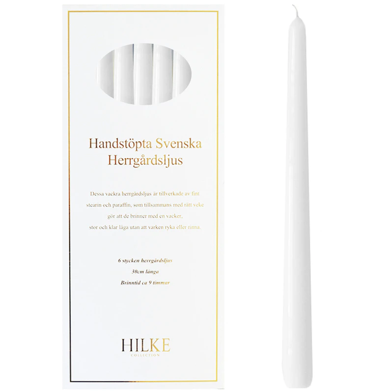 Hilke Collection Mansion Lys 6 Stk White Gloss - Lys Paraffin Hvid - 1911-4001
